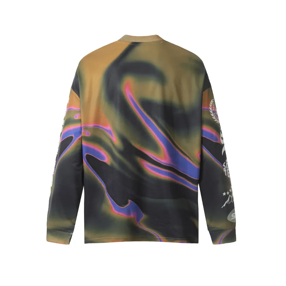 Saint michael tears all-over printed long-sleeved vintage autumn and winter T-shirt Style number: 119 Size: M L XL Wholesale price: 136 Color: blue yellow